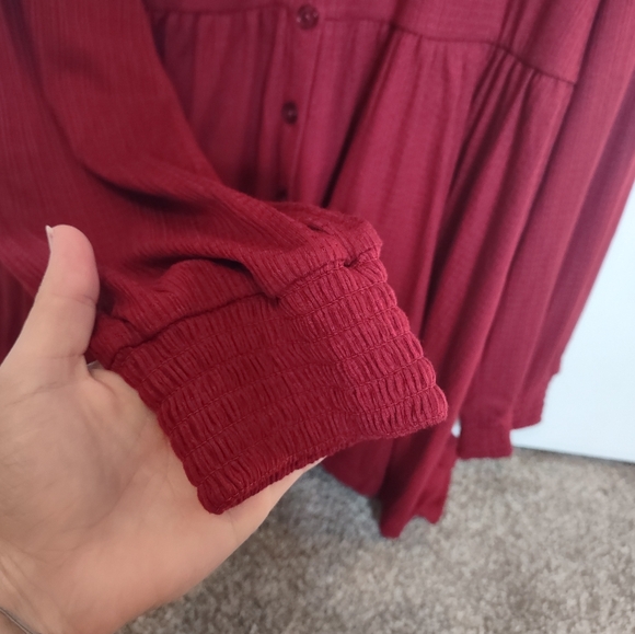 Torrid 3X red babydoll jersey lace top plus size blouse NWT buttons - Picture 3 of 9